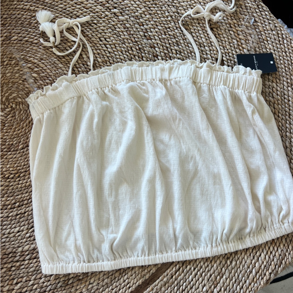 NWT Lucky Brand Women's Cream Tube Top with straps Size L